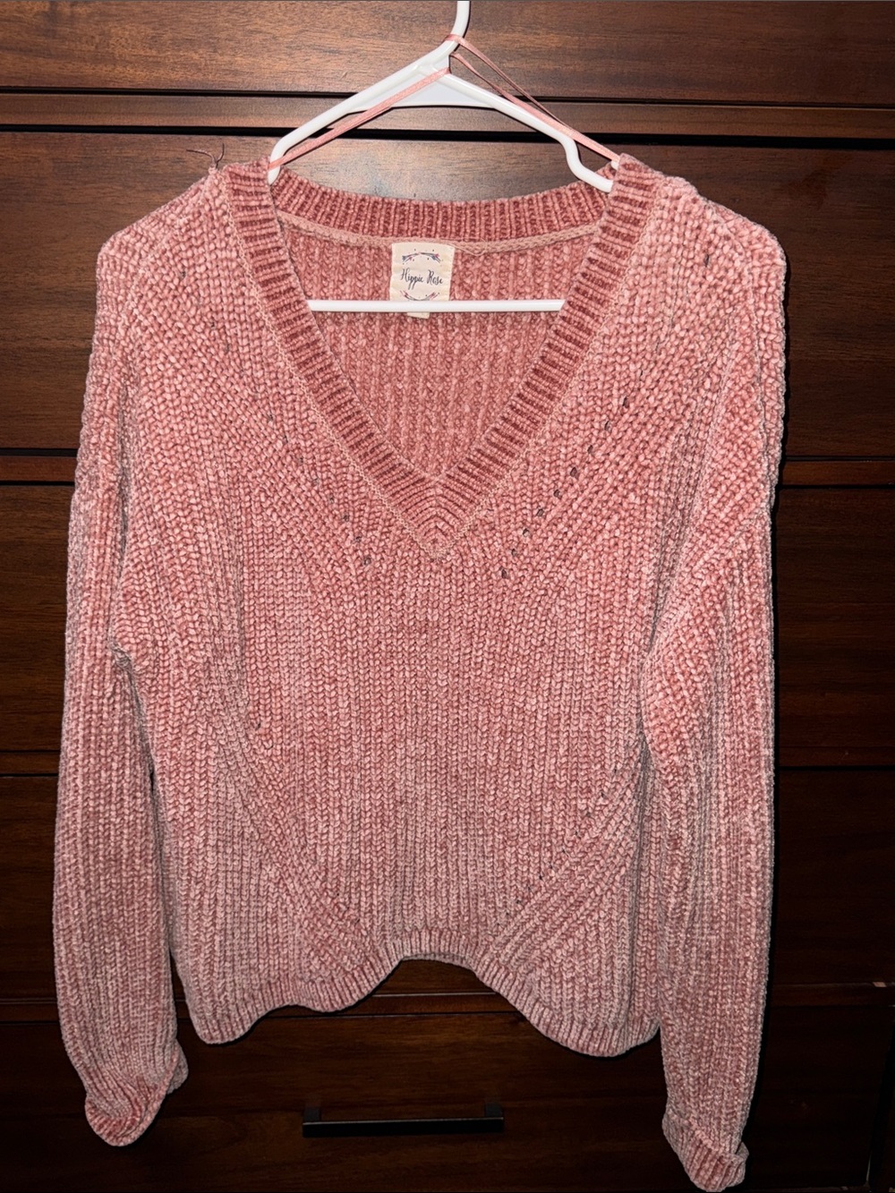 Hippie Rose | Pink V-Neck Sweater